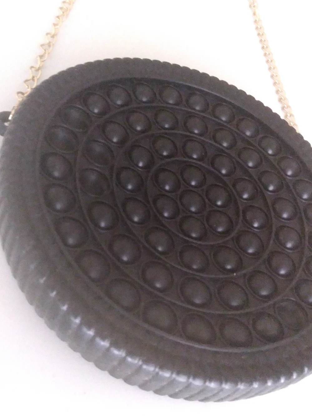 Sandwich Cookie Pop-it Purse Black Silicone Cross-body with Chain Fidget Relief
